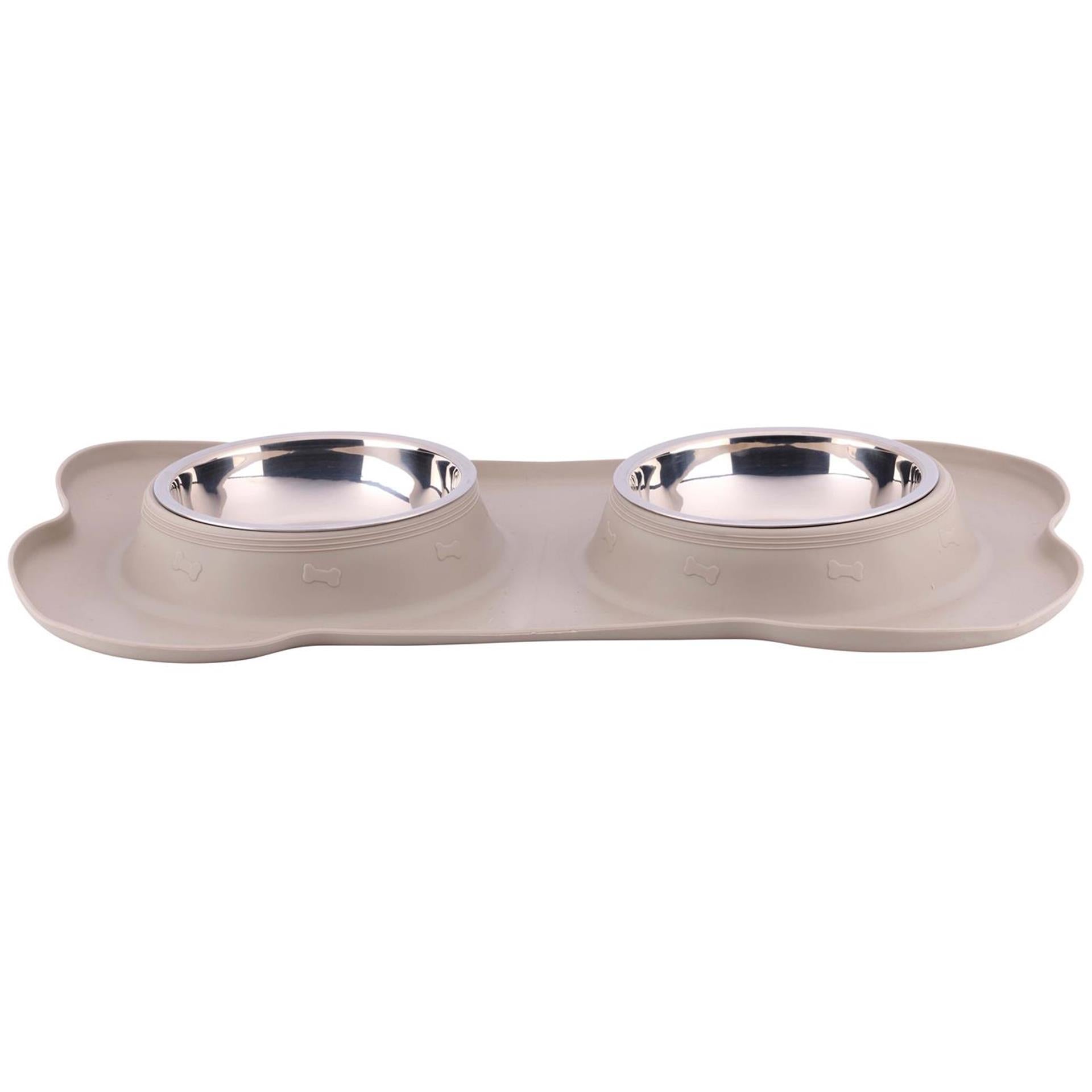 Pet food bowl with mat and steel bowl 45x27 duo