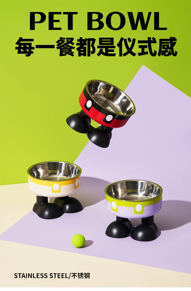 Pet stainless steel bowl non-slip large capacity dog bowl cat goblet bowl neck protection pet bowl anti-knock cat bowl new