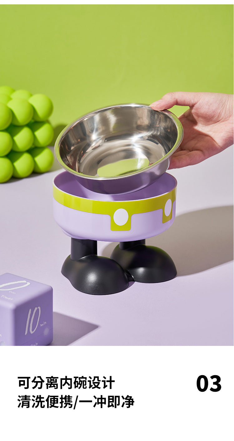Pet stainless steel bowl non-slip large capacity dog bowl cat goblet bowl neck protection pet bowl anti-knock cat bowl new