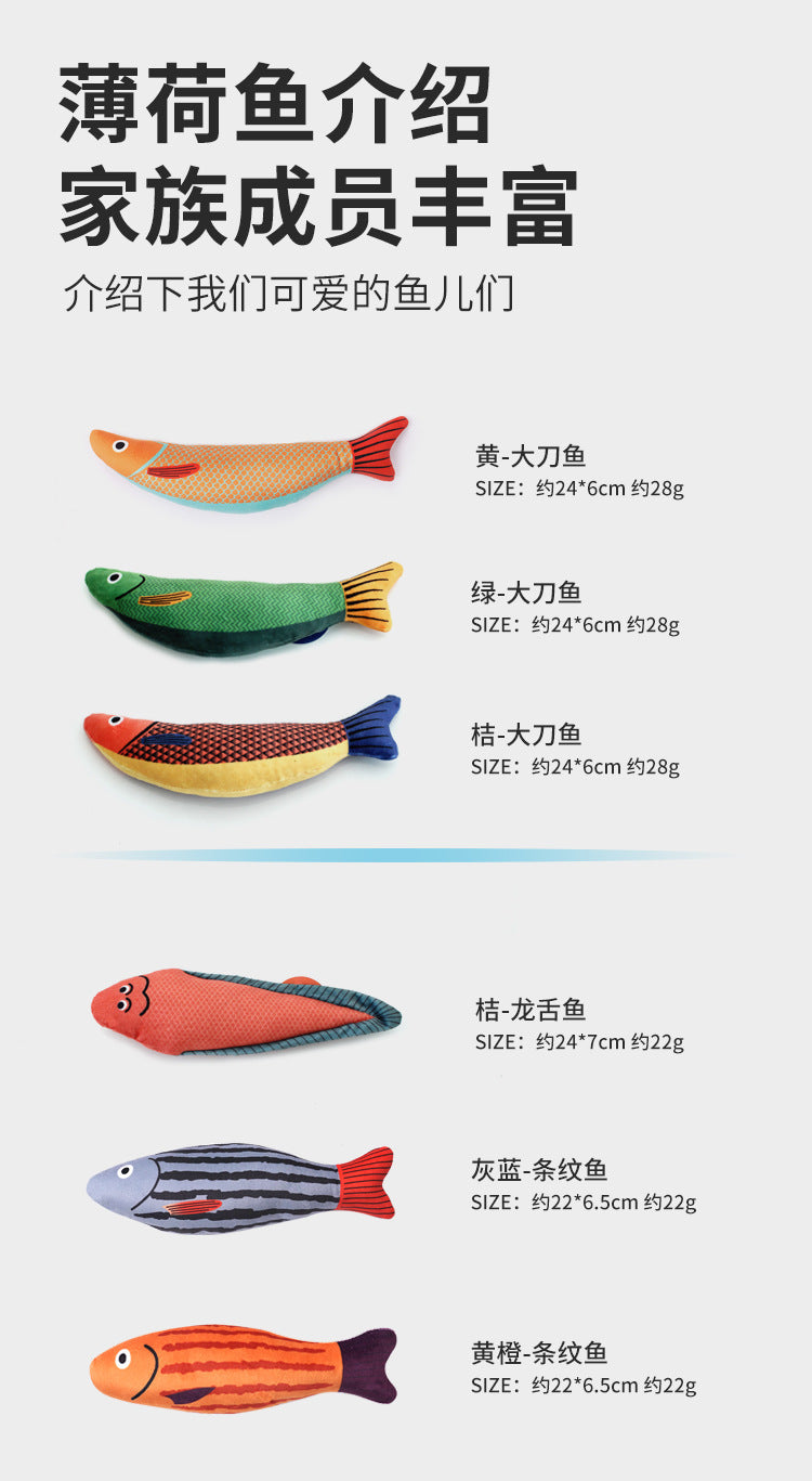 Cat Toy Fish Simulation Mint Self-Entertainment Boredom Relief Chew-Resistant Teasing Cat Stick Kitten Pet Supplies